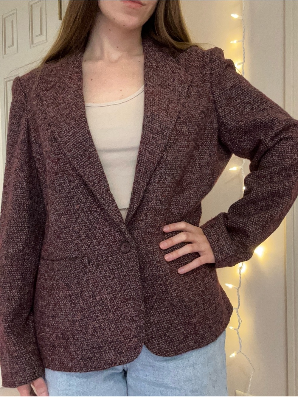 Vintage Burgundy, Grey, and Black Blazer